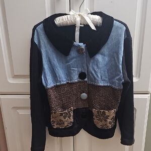 ⚜️Vintage Chic Patchwork Jacket - Black, Blue Velvet, Brown